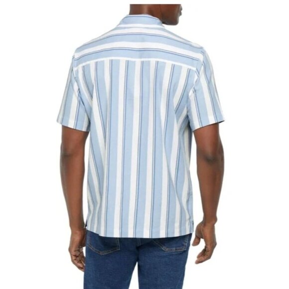 Gap Blue & White Striped Short Sleeve Button-Up Shirt Size XL, NEW - Picture 2 of 10